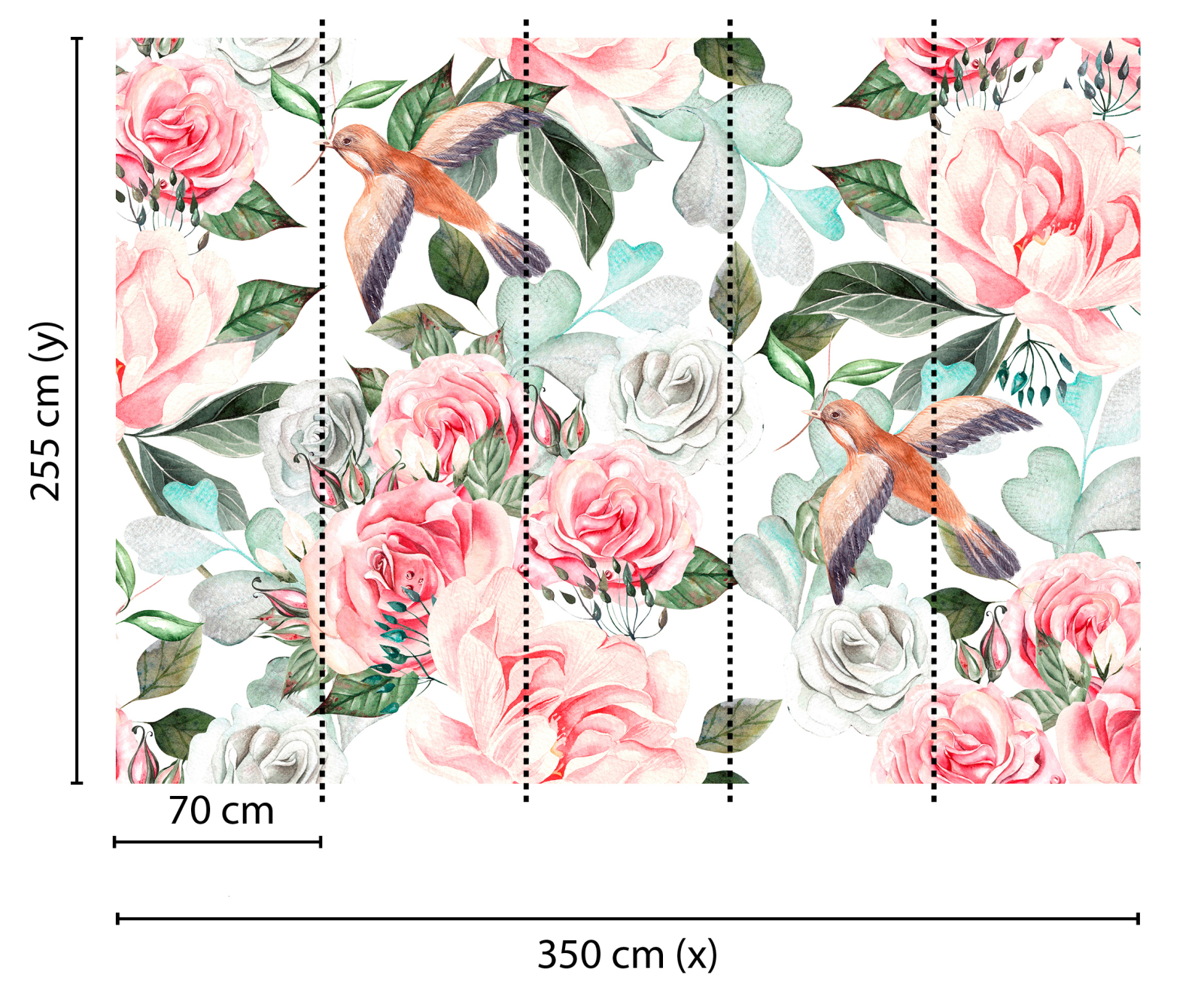 Fototapete DESIGNWALLS - weiß-rosa - Blumen - 2,55 Meter