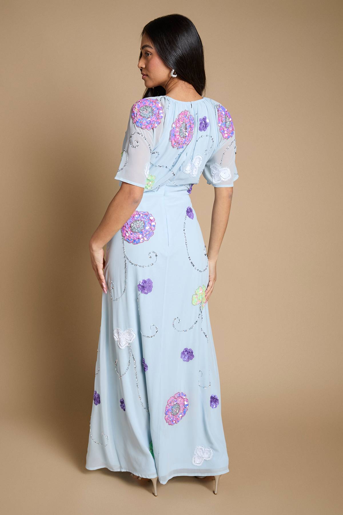 Oasis Robe Longue Ornementée À Manches D'ange Pour Petite Taille
