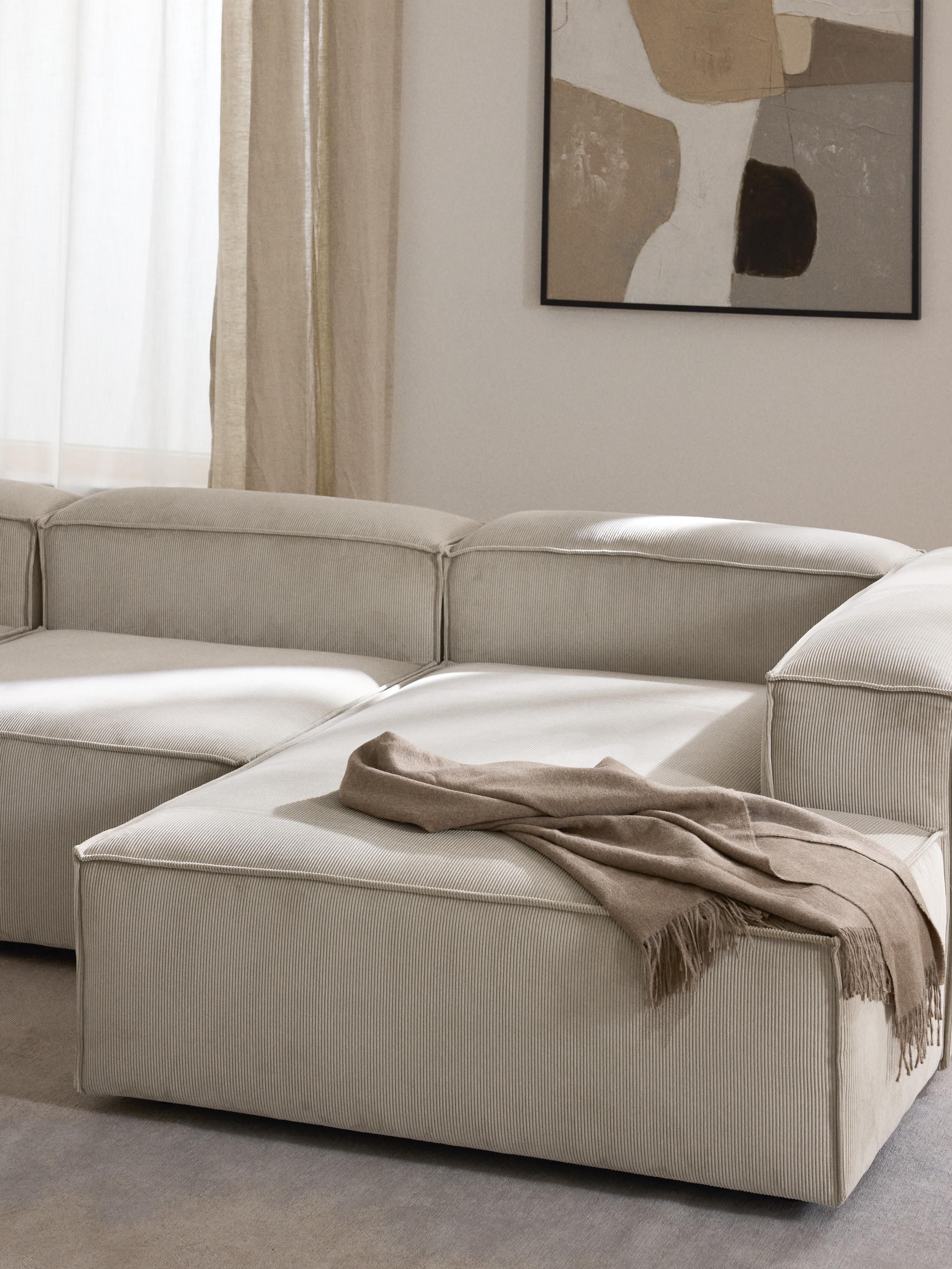 Chaise longue hoekmodule Lennon van corduroy
