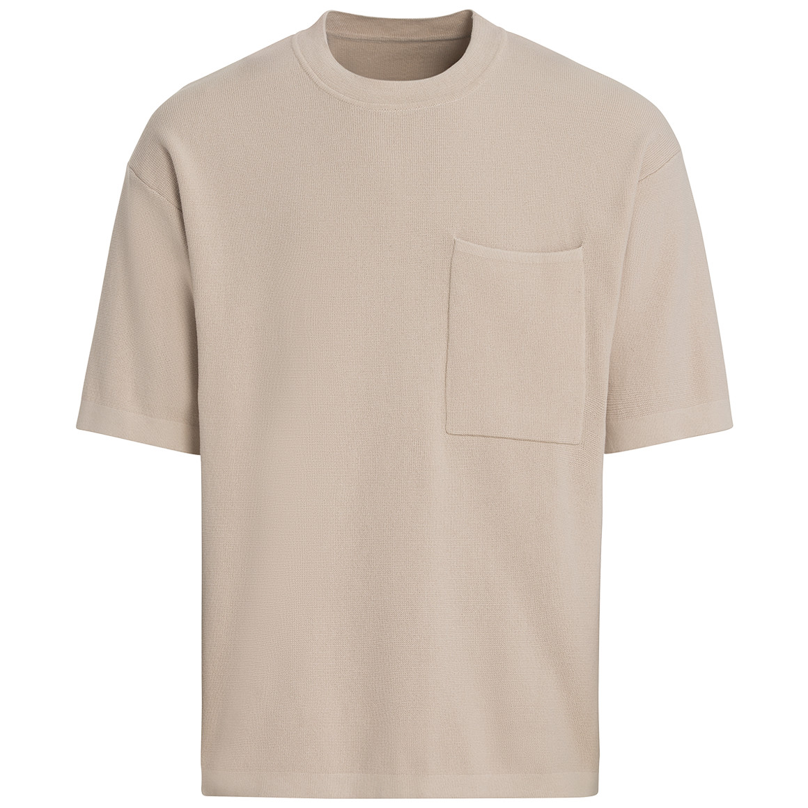 Jonas Nielsen Herren Strick-T-Shirt mit Brusttasche beige