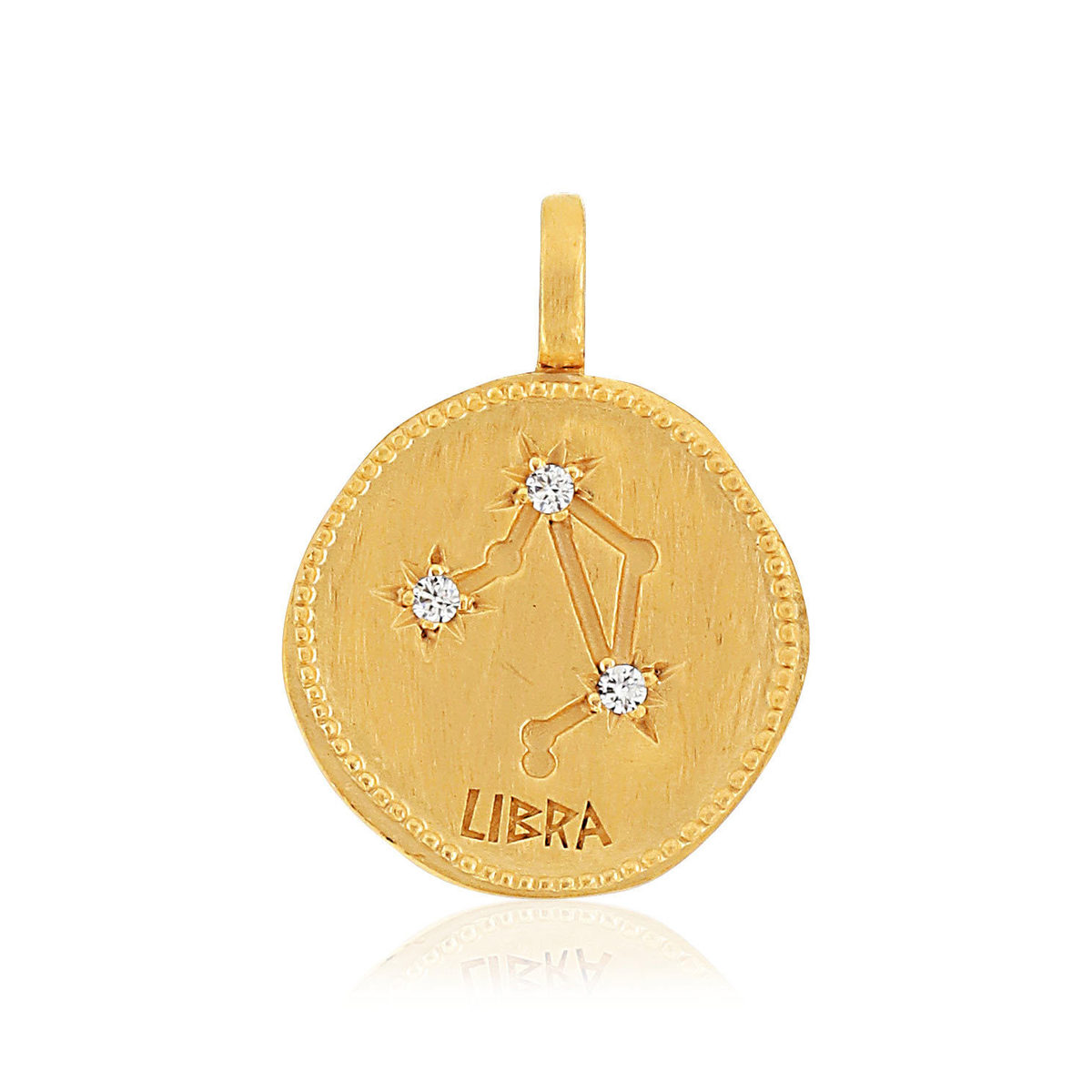 Pendentif plaqué or zodiaque balance zirconias