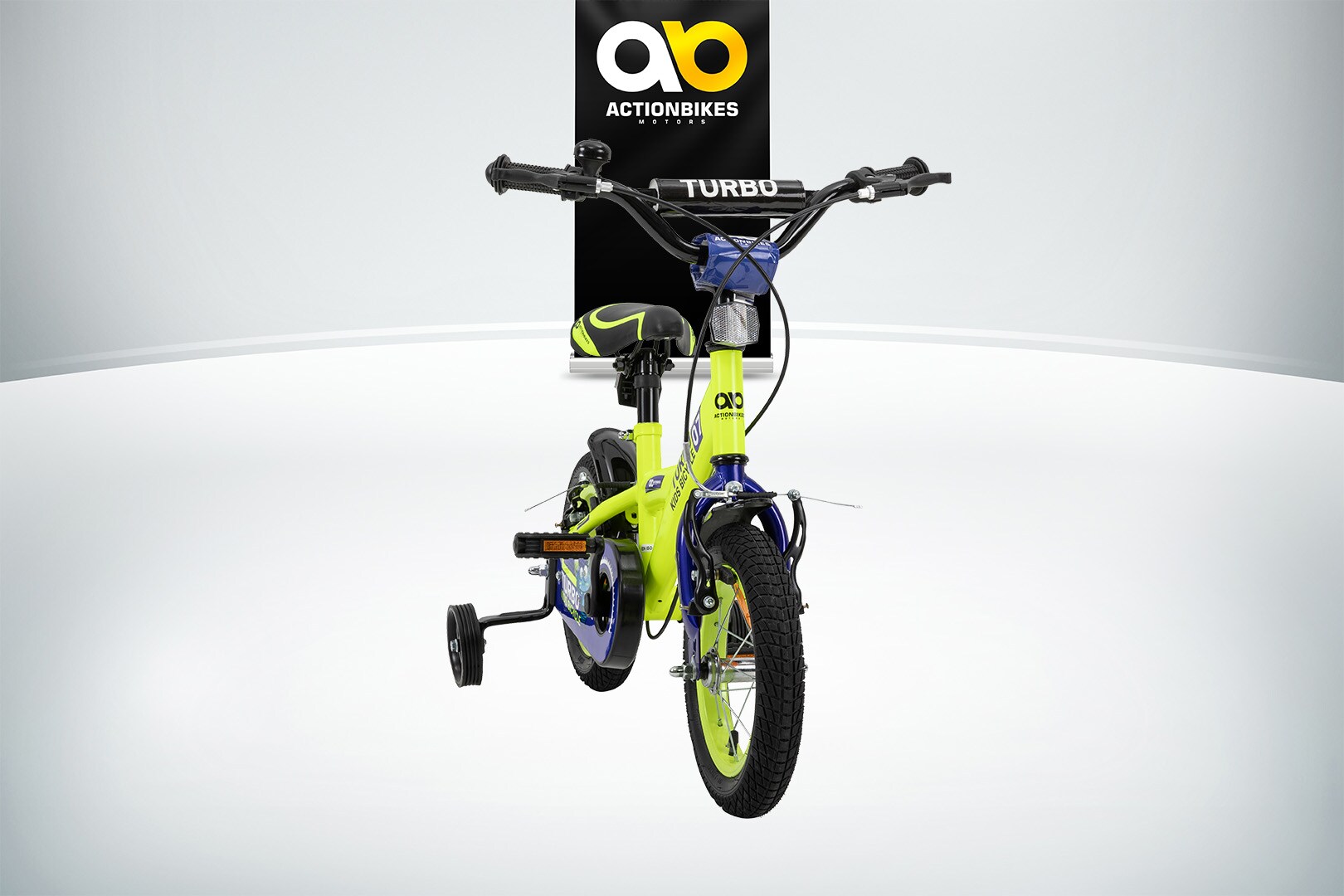 Actionbikes Kinderfahrrad Turbo 12 Zoll, Stützräder, V-Brake-Bremsen, Lenker-/Kettenschutz, Klingel