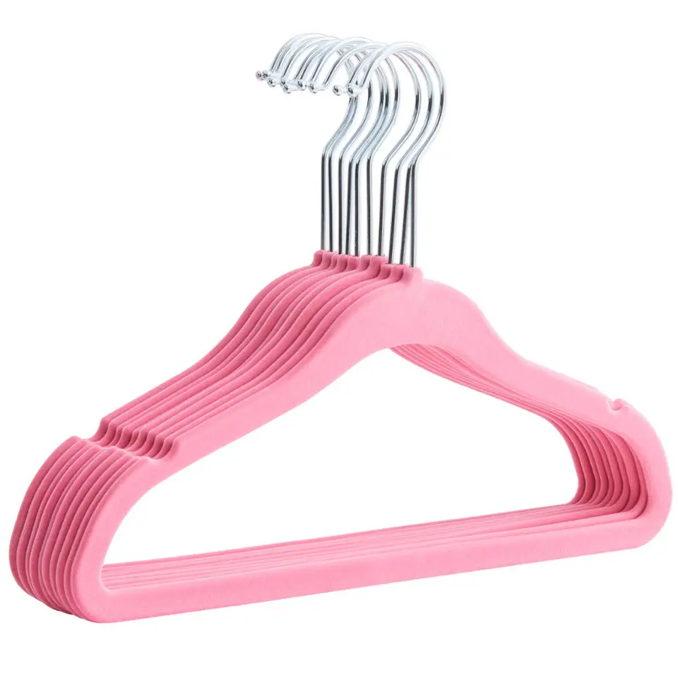 20 Stuks Kinder Kledinghangers - Fluweel - Roze