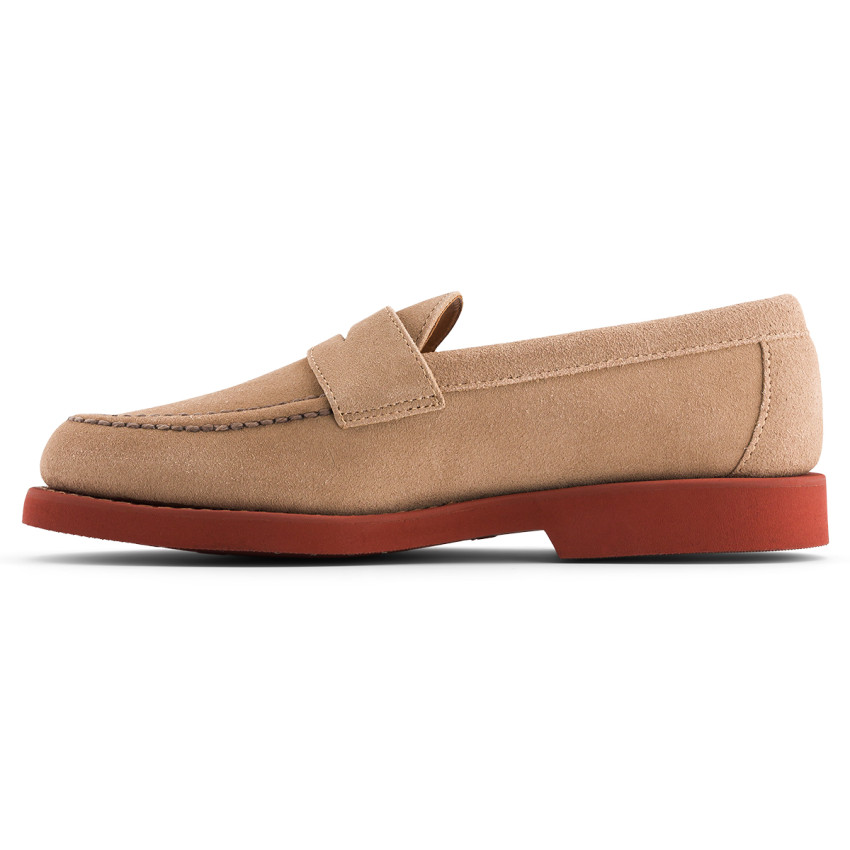 RYAN SUEDE POLARIS BEIGE CAMEL RED MOCASSIN-Mocassin pour homme en suede