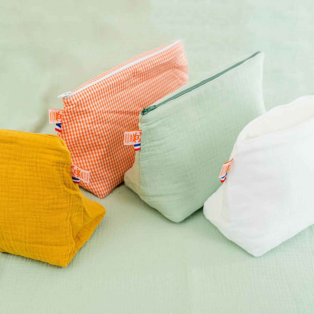 Papate Trousse de Toilette en Coton Bio verte - 23x17 cm