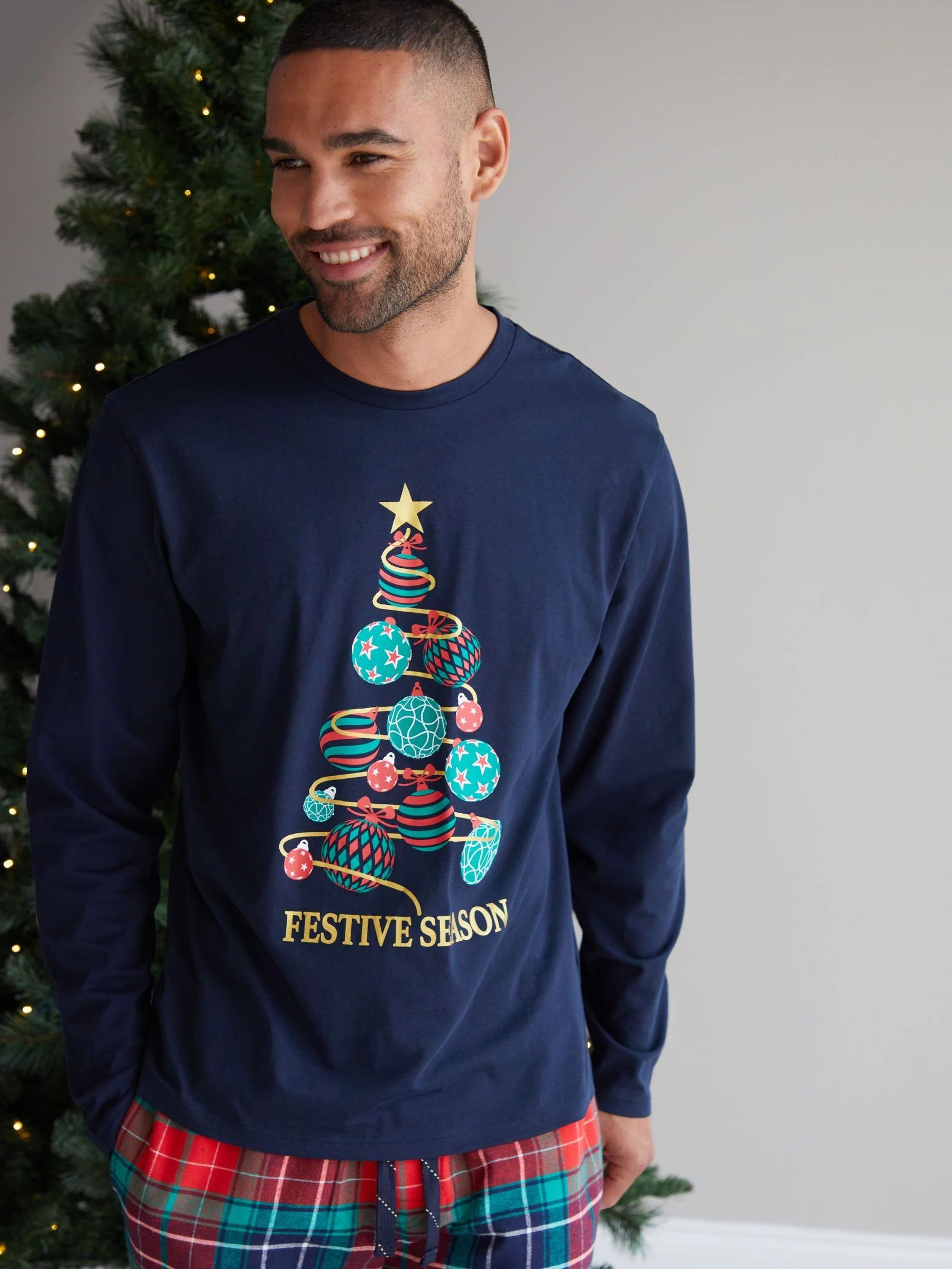 Threadbare Kerstmis Tree Graphic Lange Pyjama's (2-delige Set)