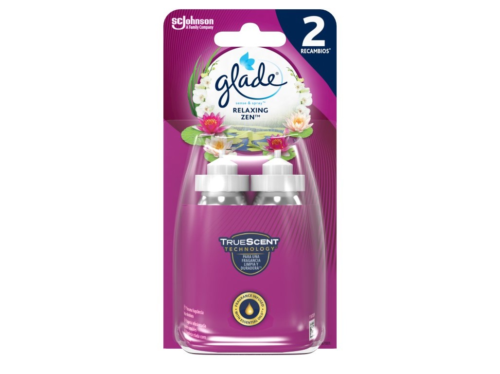 AMBIENTADOR GLADE SENSE & SPRAY RECARGA RELAXING ZEN 2X18ML