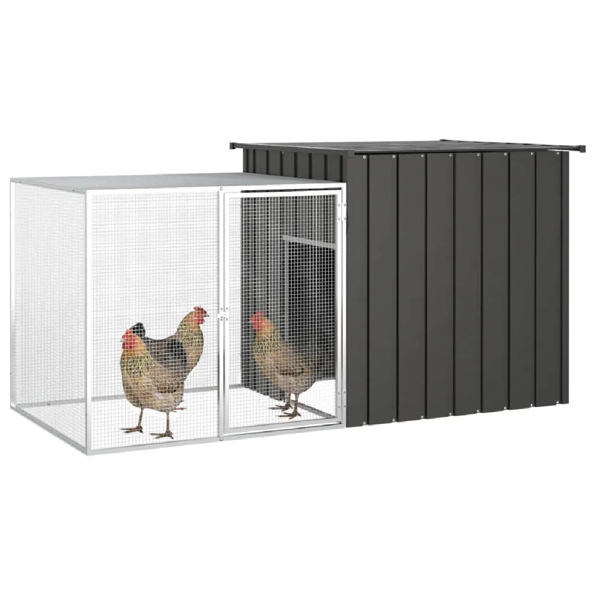 vidaXL Cage poules anthracite 200x91x100 cm