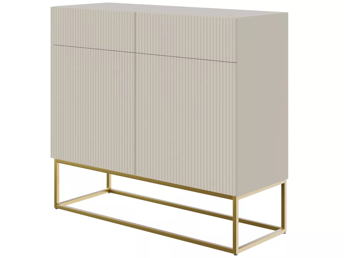 Commode à deux portes - 100 cm - avec deux tiroirs - taupe (gris-beige) - VELDIO