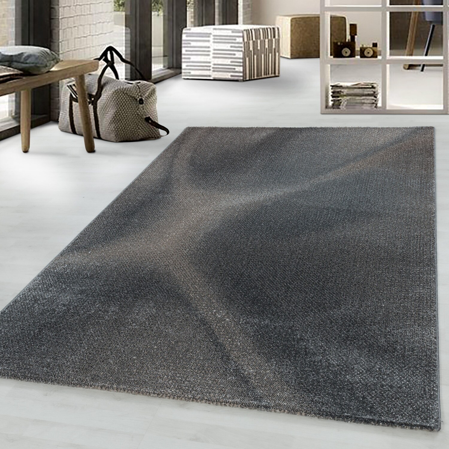 Designer Kurzflor Teppich modern design Wohnzimmer meliert kariert Höhe 10 mm