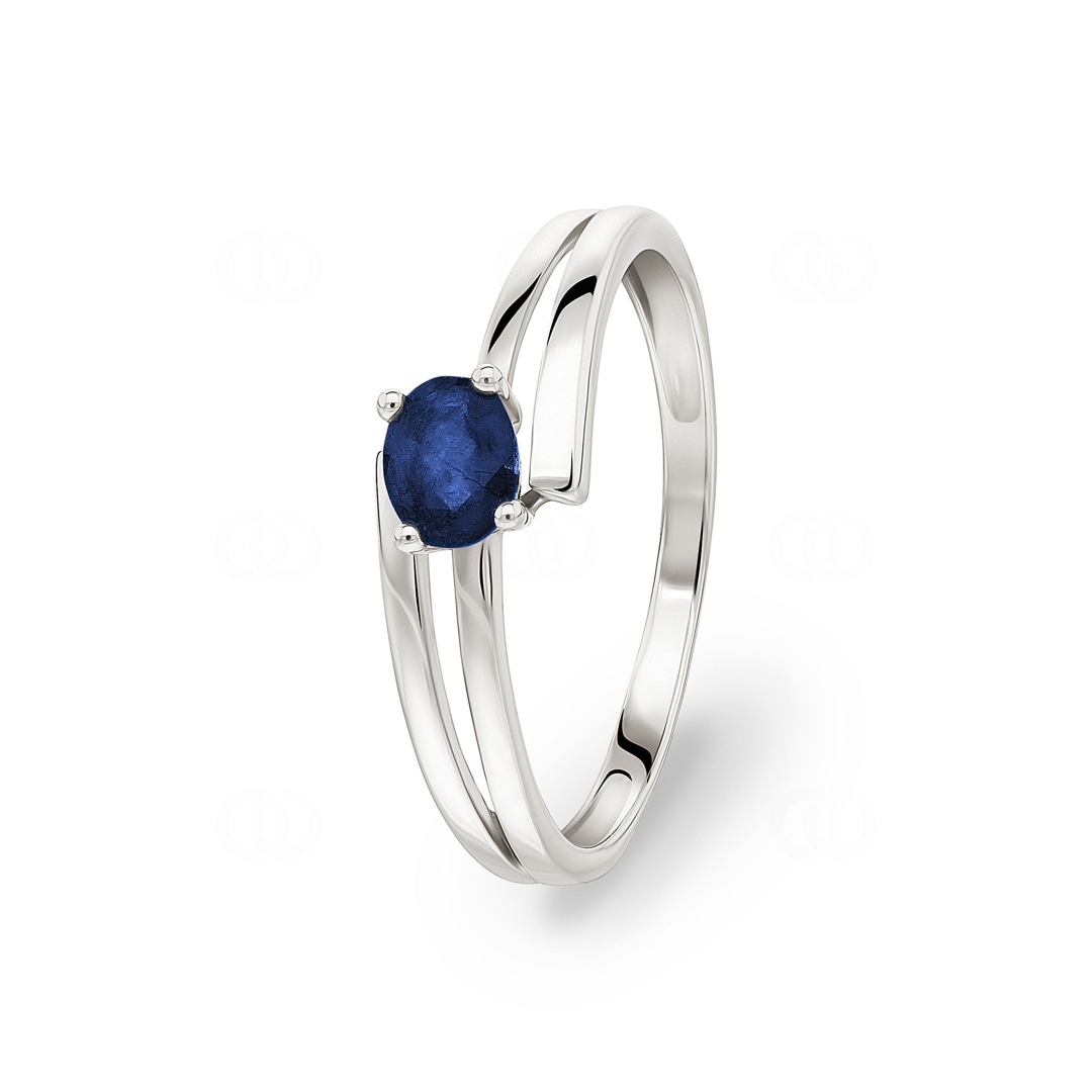 Damenring 750/18 K Weissgold mit Saphir