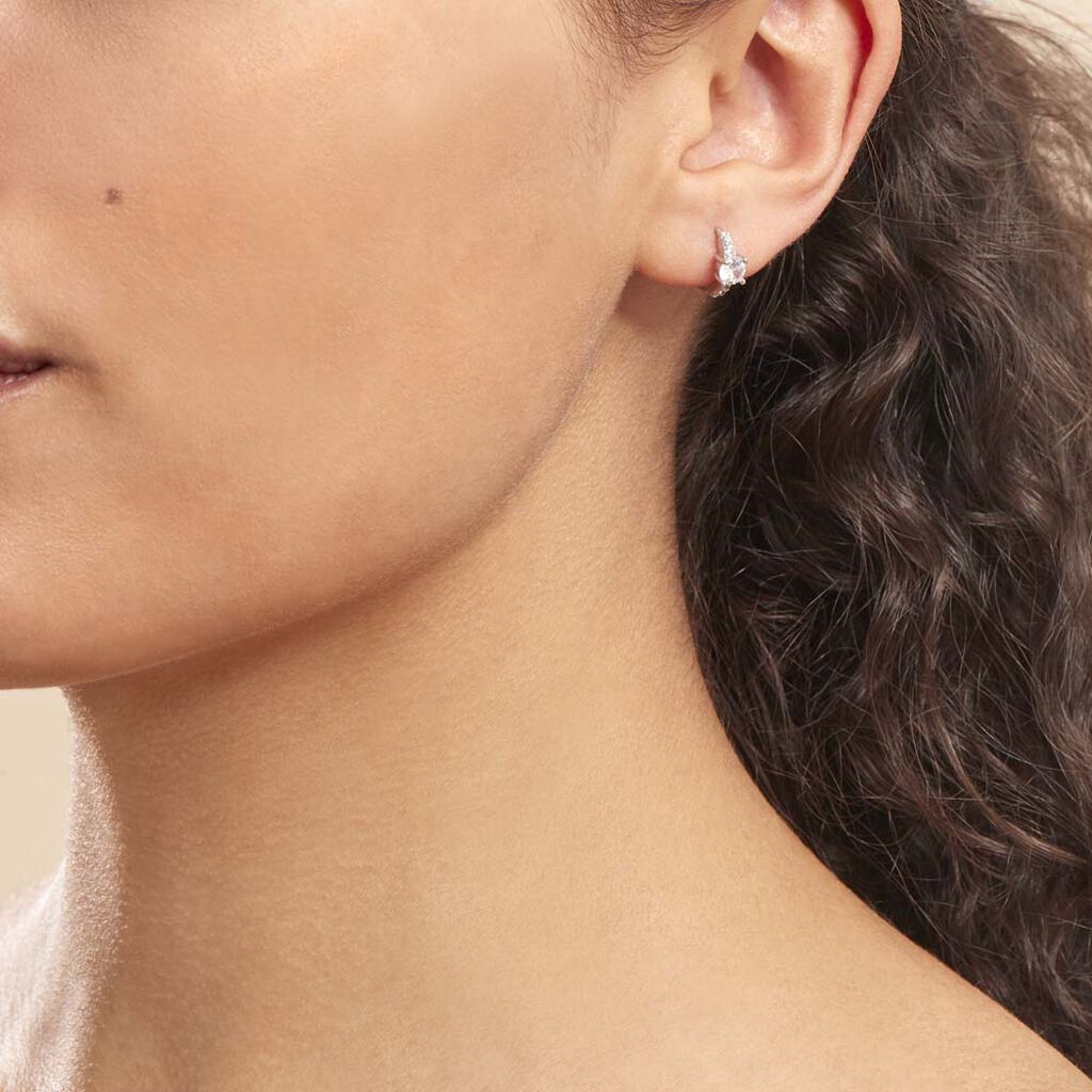 Créoles Argent Blanc Gregh Oxydes De Zirconium