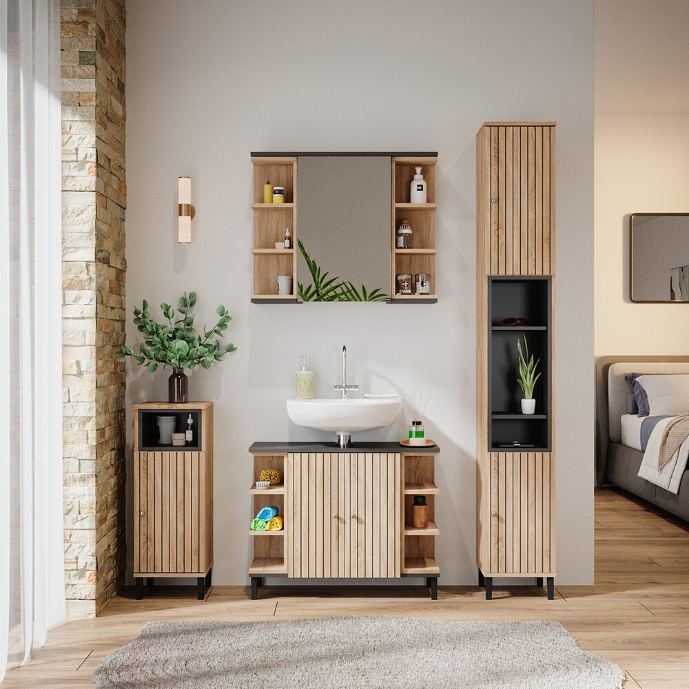 Vicco Midischrank Aquis 30 x 86,8 cm, Sonoma Anthrazit, Badezimmer, modern