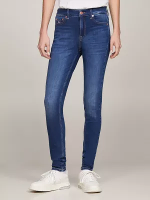 Calça jeans Nora de cintura média, skinny e desbotada.