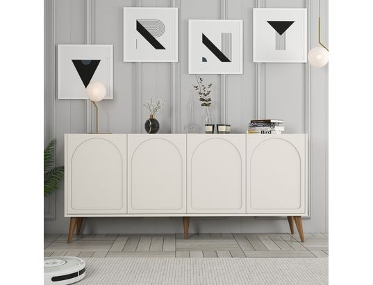 CONCEPT1 - Bahut Lyon creme noix 180 x 35 x 81cm
