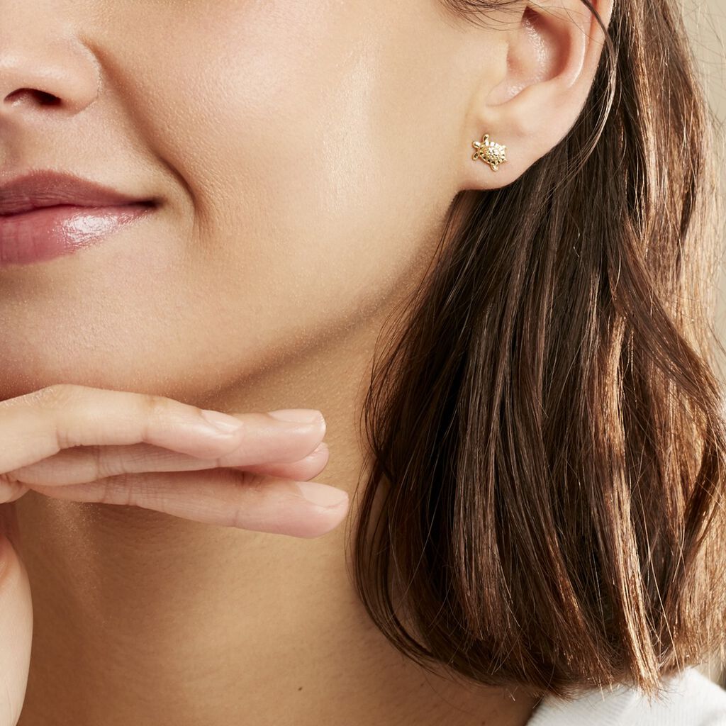 Boucles D'oreilles Puces Almahae Tortue Or Jaune