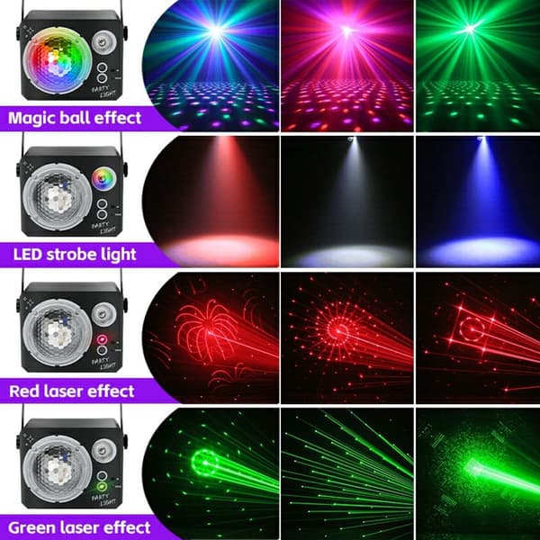 Roterende Magic Ball Laser Light RGB LED Strobe Lydaktivert projektorlampe