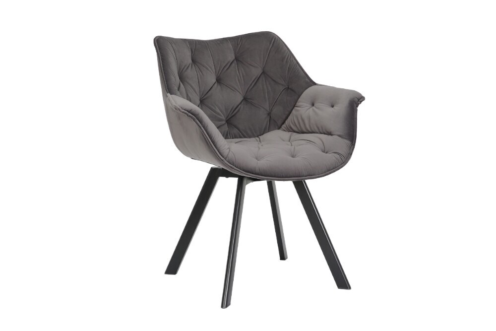 riess-ambiente Stuhl THE DUTCH COMFORT - drehbar grau Samt mit Armlehnen Modern Design Metallbeine
