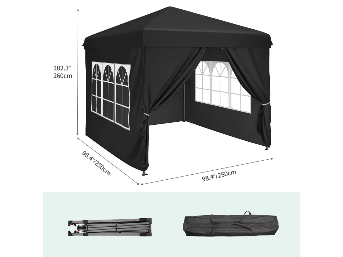 YITAHOME 3x3 Tonnelle de Jardin Pliante avec Parois - Résistant aux UV - Réglable Hauteur - Gris Profonde