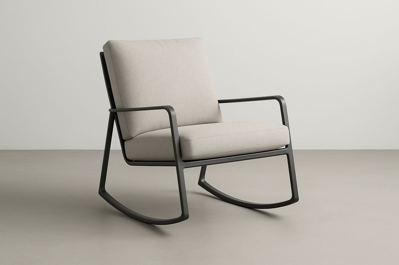 Schaukelstuhl Metallrahmen Polyestergewebe Beige 80cm x 70cm x 75cm