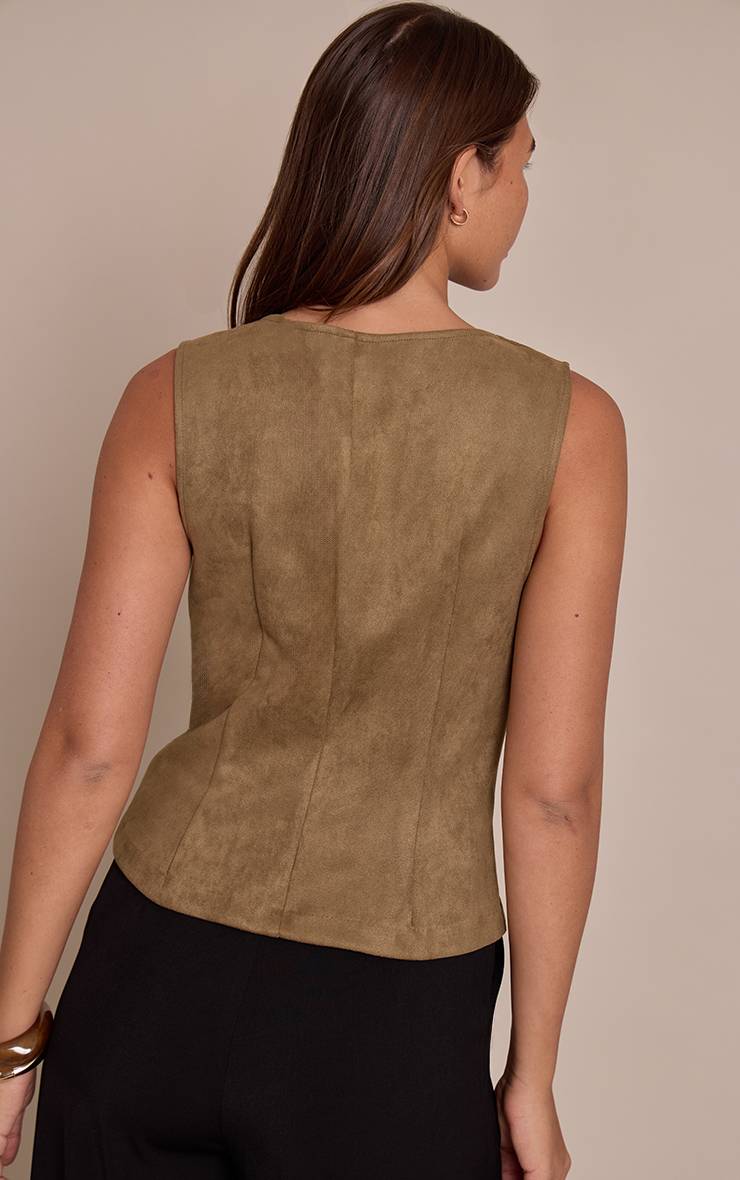 Kaki Gilet En Synthétique Avec Détails À Boutons-pression