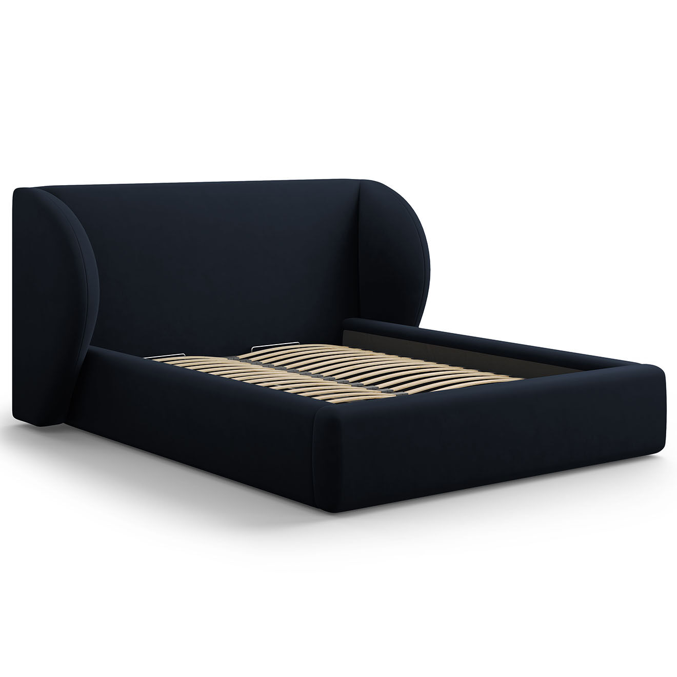 Micadoni Lit Coffre en Velours avec Tête de Lit Miley bleu foncé - 230x227x100 cm