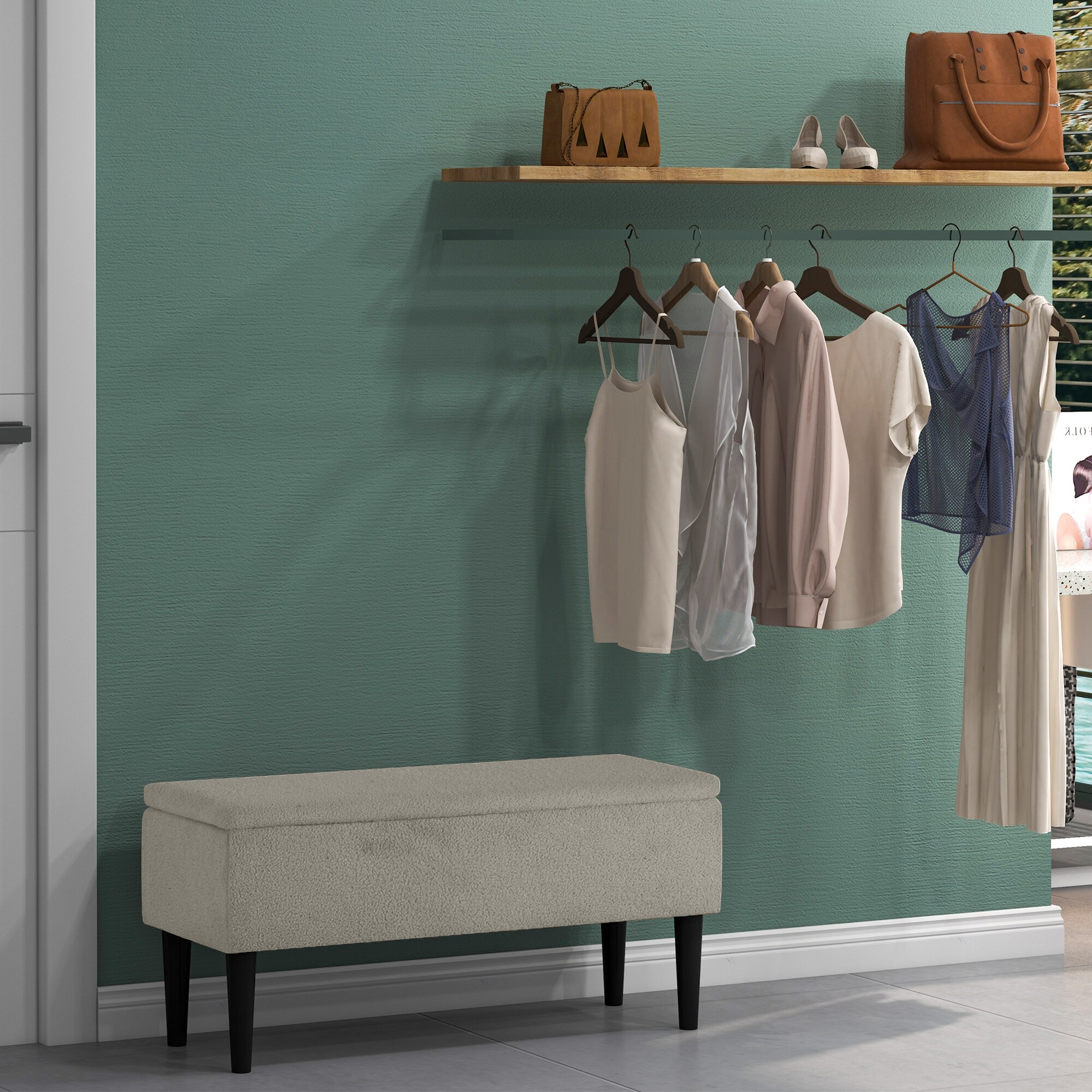 HOMCOM Sitzbank mit Stauraum weiß 95L x 38B x 45H cm