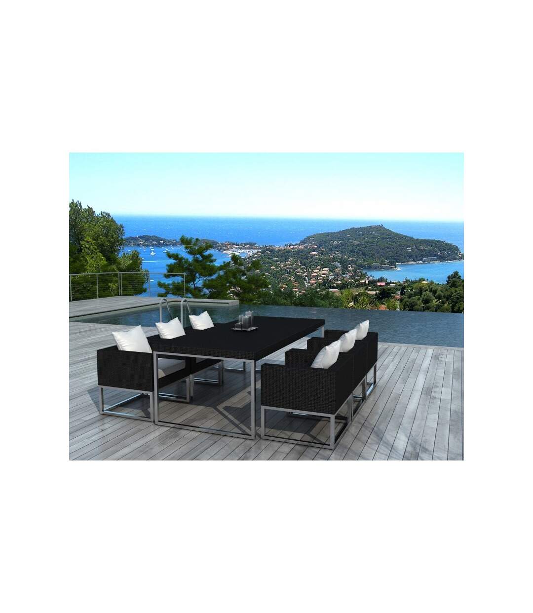 Paris Prix - Table & 6 Fauteuils De Jardin bali 200cm Noir