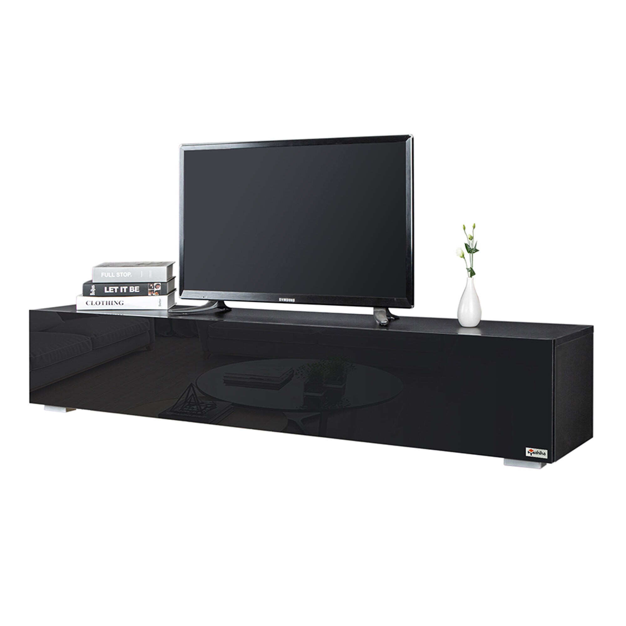 Makika TV Lowboard / Fernsehtisch - Schwarz Hochglanz