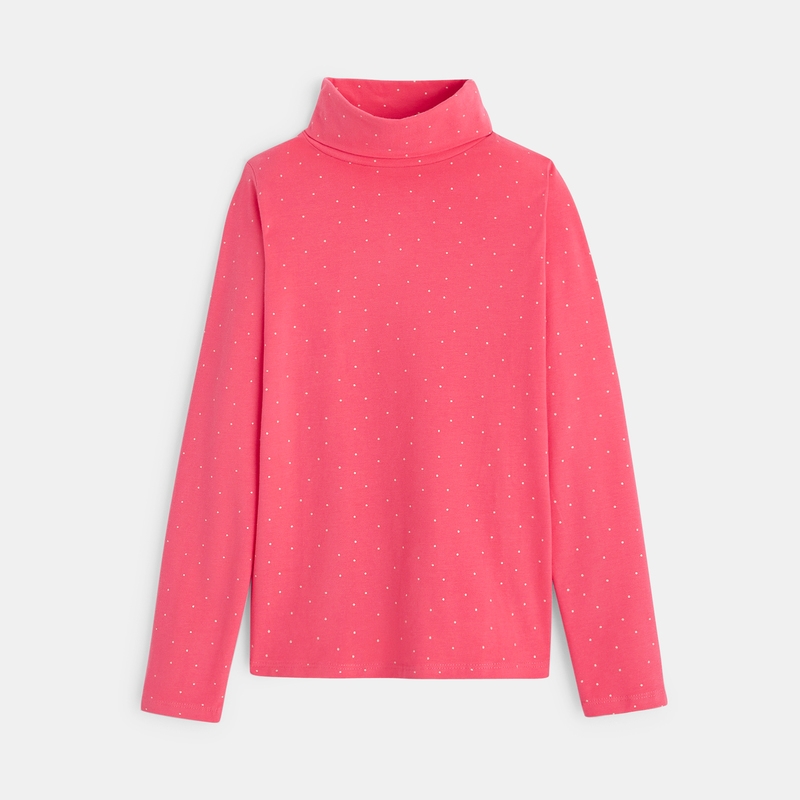 T-shirt col roulé imprimé rose fille