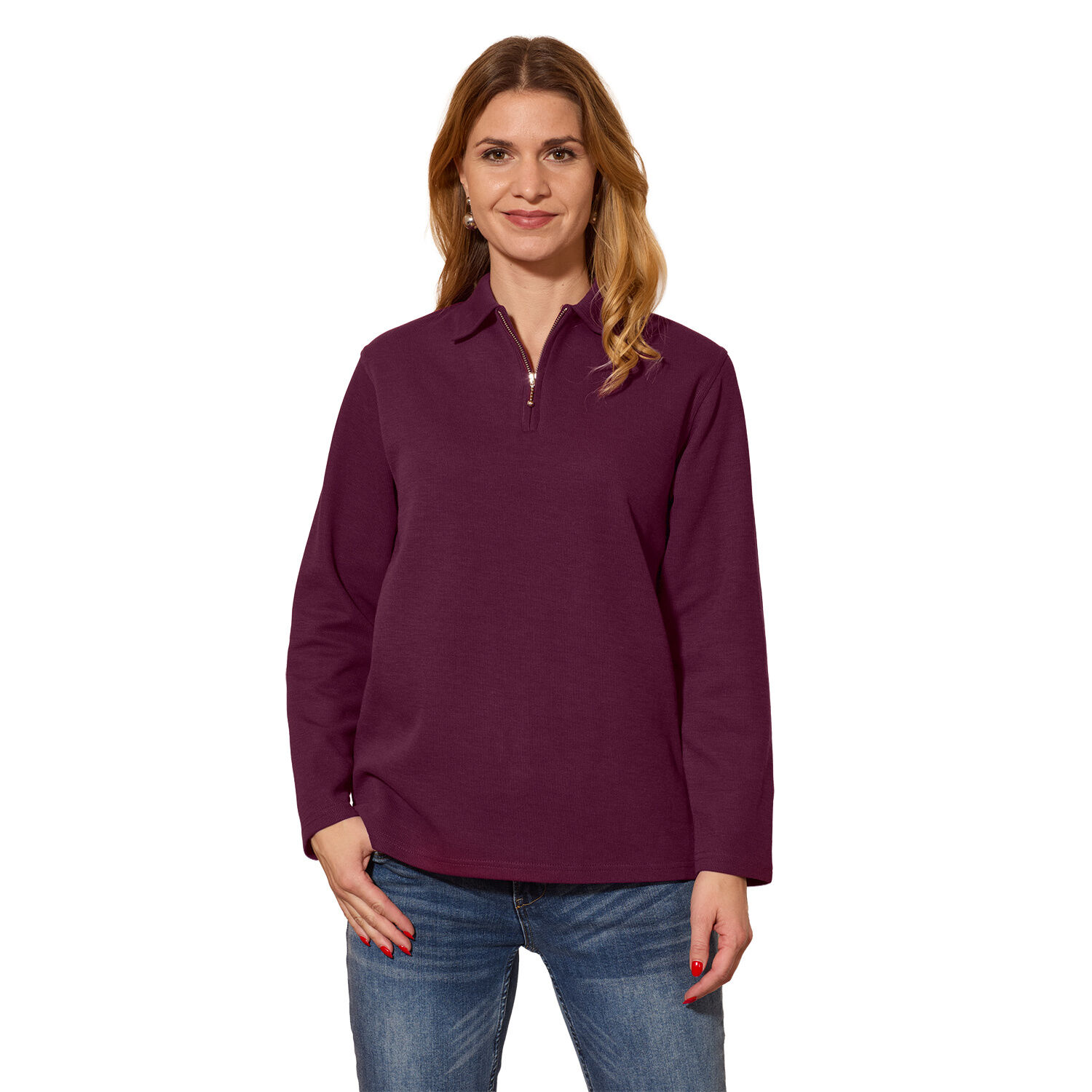 Sweat-Shirt mit feiner Ripp-Optik
