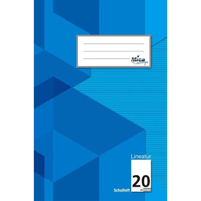 Schulheft A4 - Lineatur 20 - blanko mit Linienblatt - 16 Blatt
