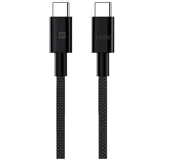 Schönenberger - (1m) 140W USB C auf USB C Ladekabel Nylon PD / QC 3.0 Datenkabel (24.10140SZ) - Schwarz