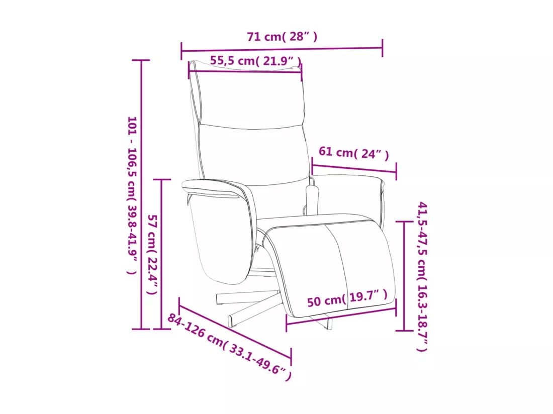 Fauteuil inclinable de massage repose-pieds gris similicuir