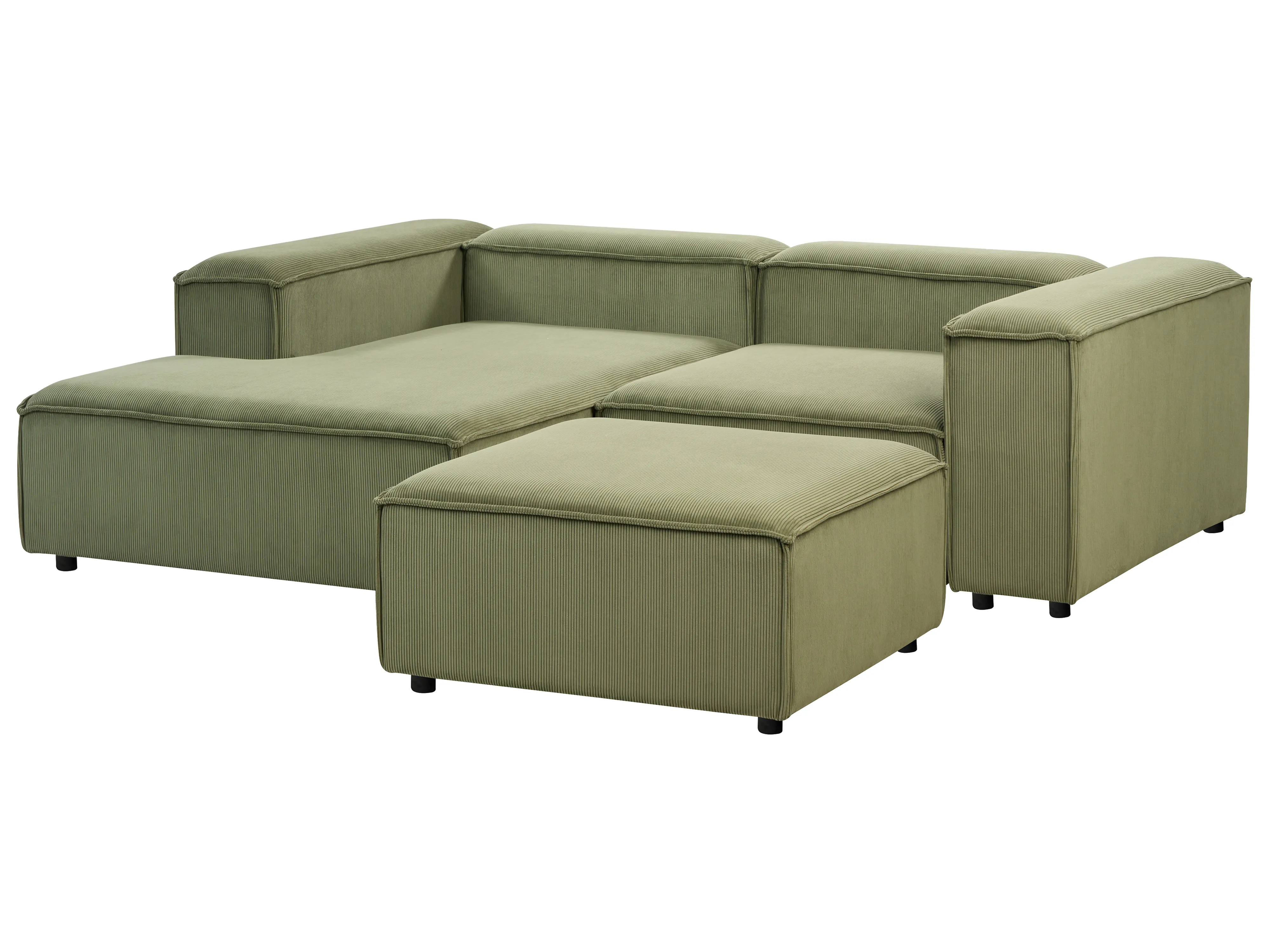 Modulaire hoekbank 3-zits ARDAL Corduroy Groen met ottomaan rechtszijdig