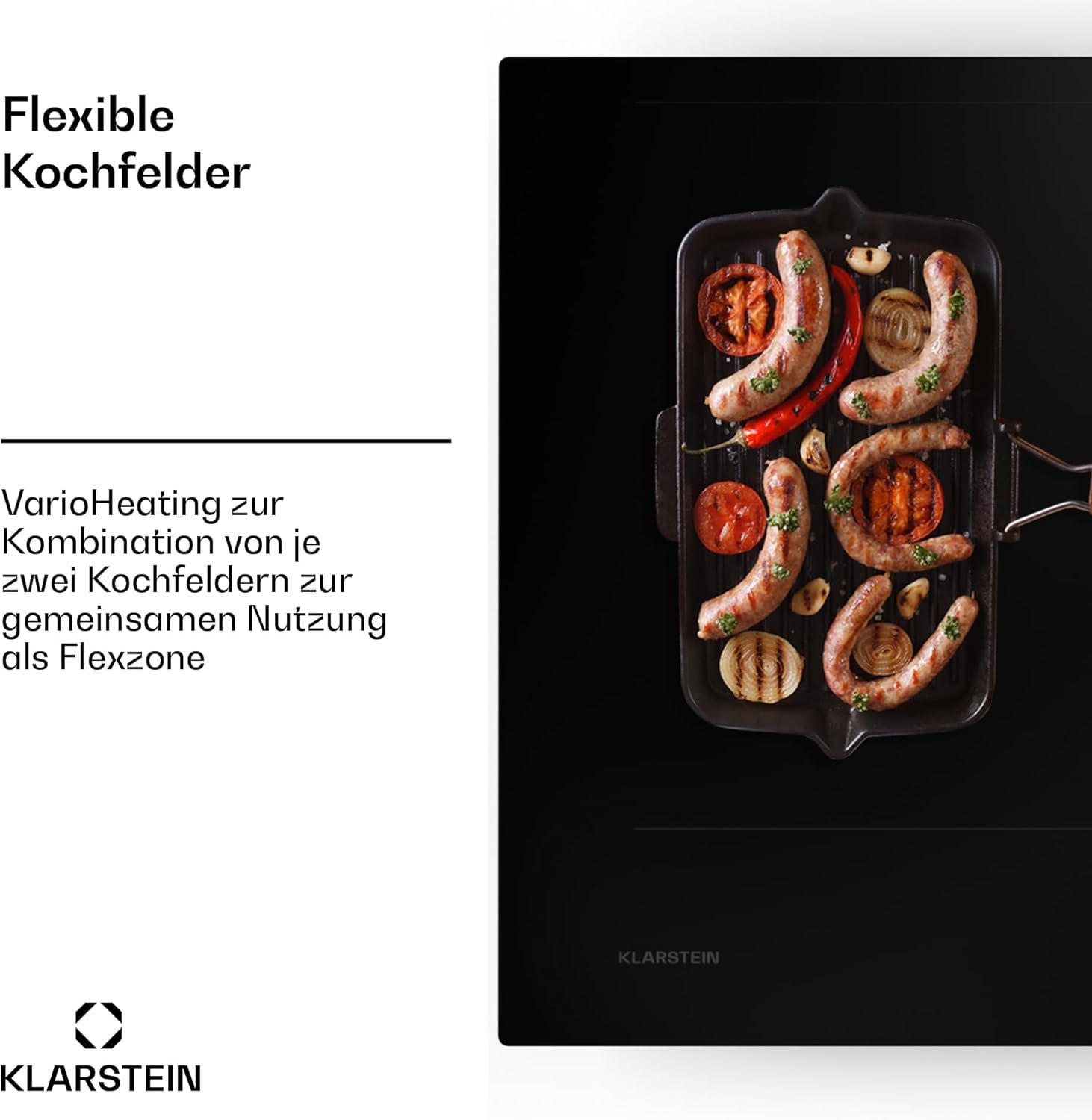 Klarstein 2-in-1 Kochfeld mit Dunstabzug Integriert 90cm, Induktionskochfeld mit Dunstabzug für Kochinsel, 4er Kochfeld mit Dunstabzug, 750 m³/h Luftstrom, Touch-Display, Energieeffizienz A