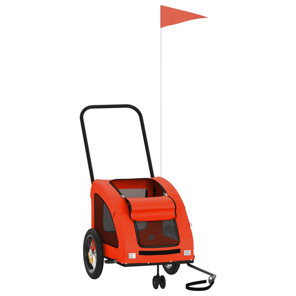 vidaXL Pet Bicycle Trailer Iron Oxford Cloth Orange Grey