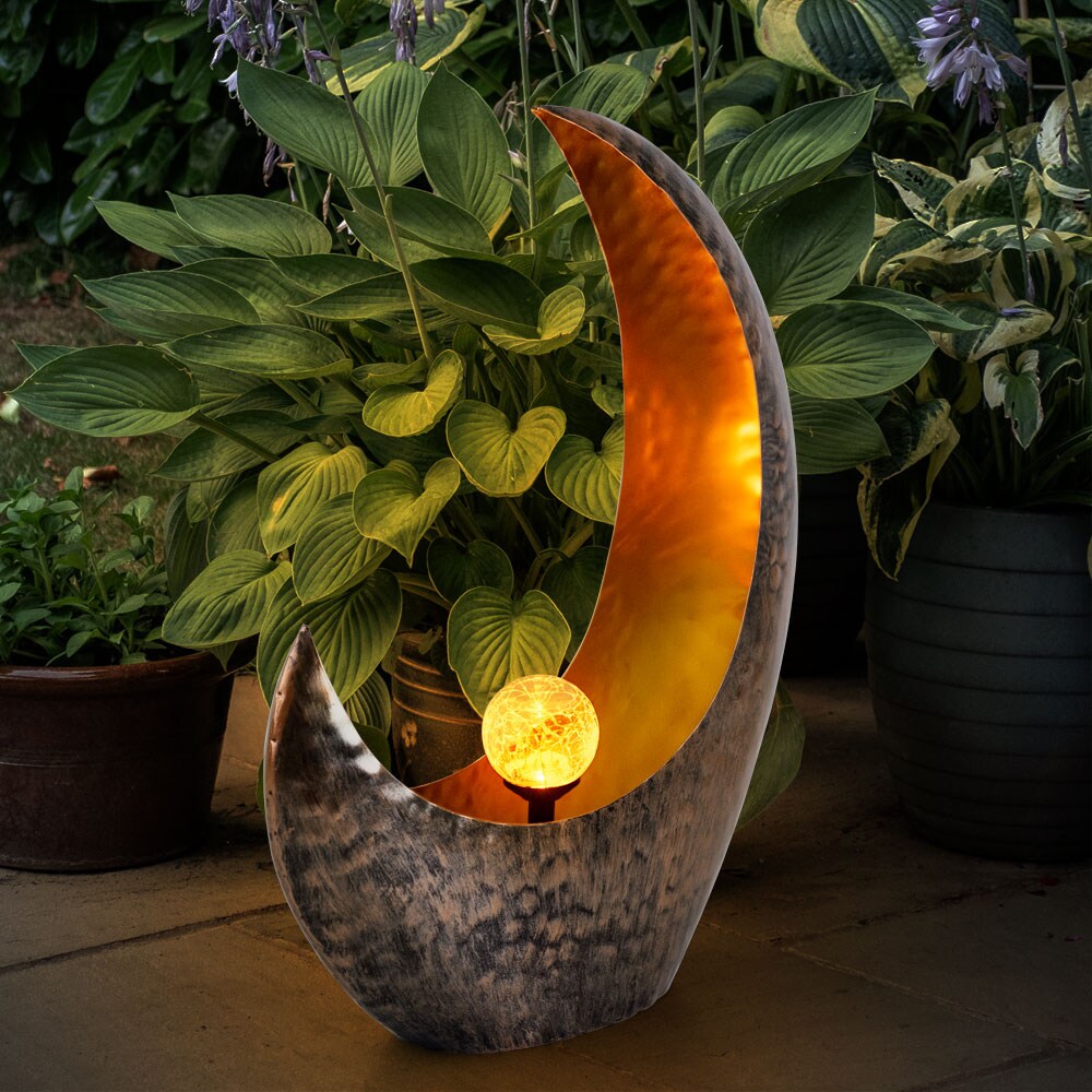 LED Solarleuchte, Messing-Farben, Feuereffekt, L 37,5 cm