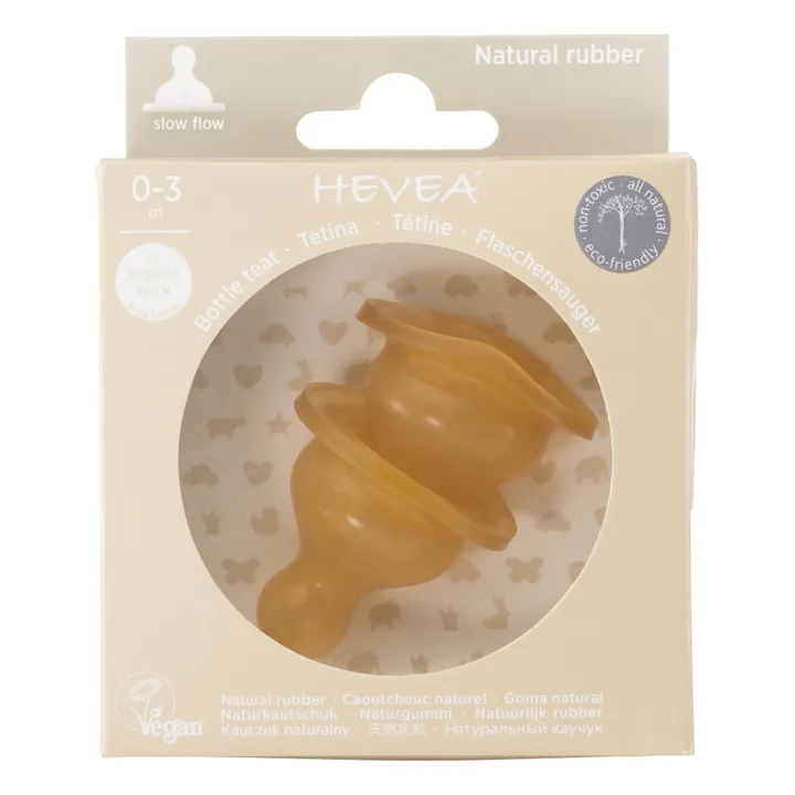 Hevea Tétines en caoutchouc naturel débit lent - Lot de 2