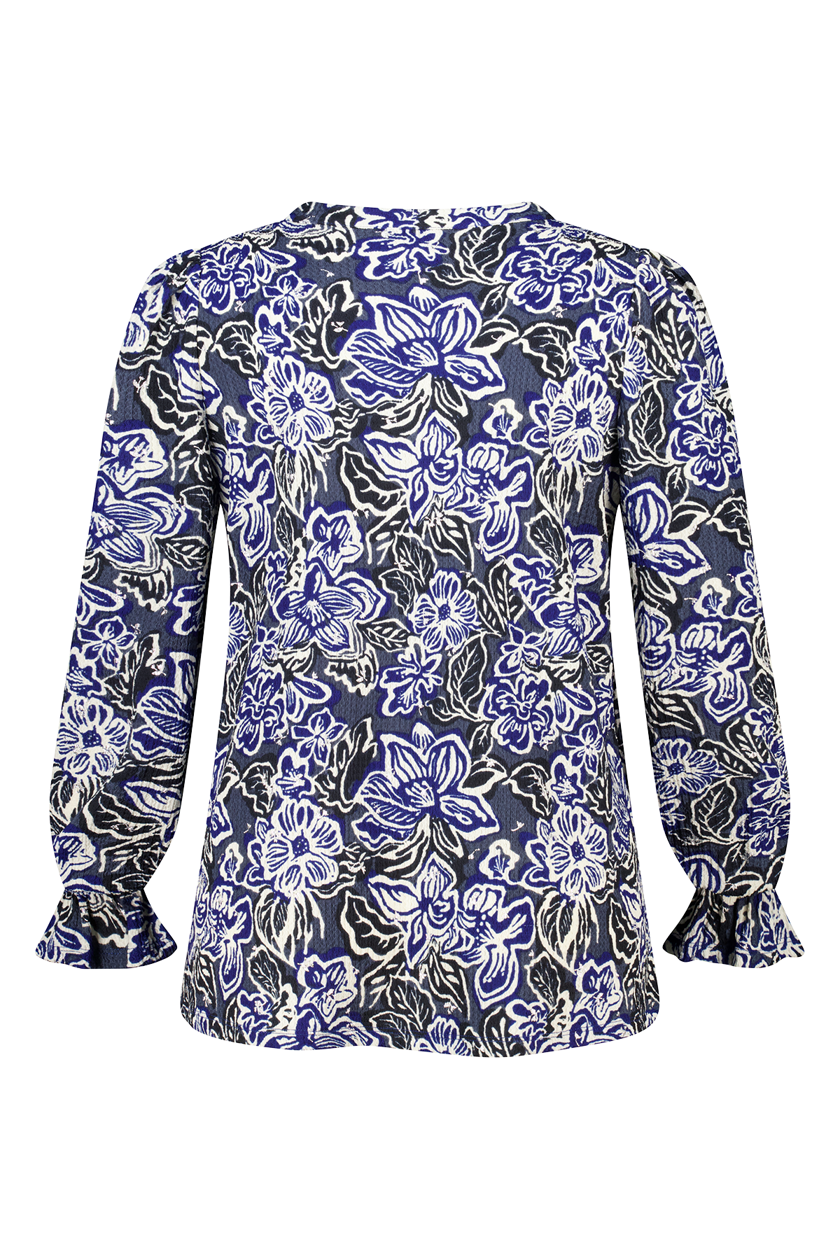 Top met print en stuctuur Multi Kobalt blauw