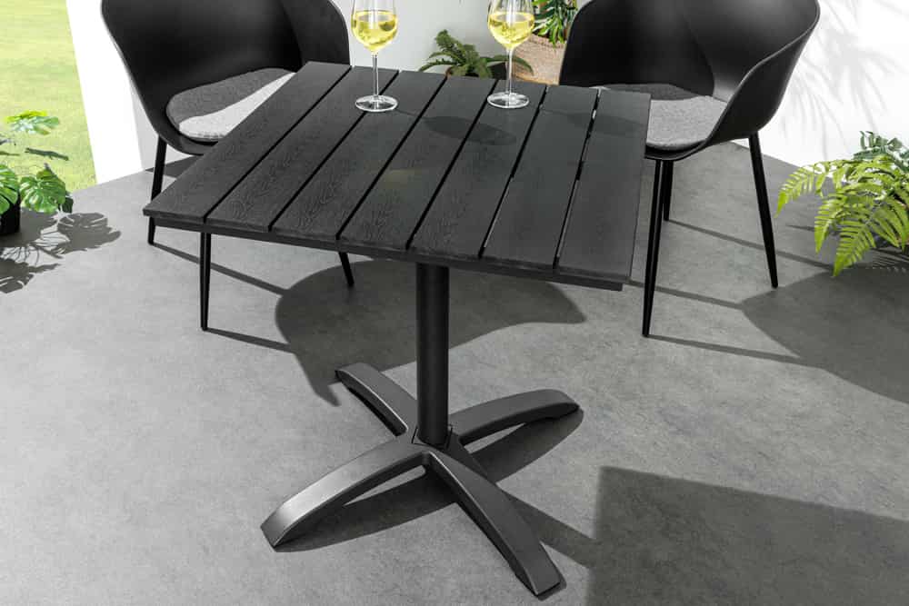 Moderner Bistrotisch DESIGNO 70cm schwarz Aluminium wetterfest Outdoor Gartentisch