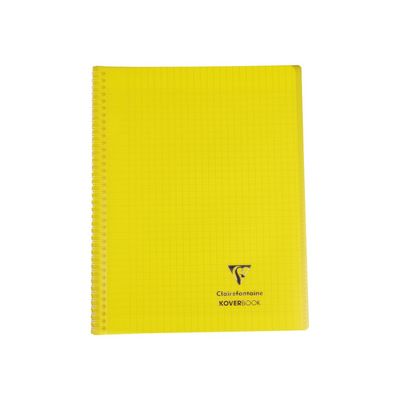 Clairefontaine Koverbook - Cahier polypro spiralé 24 x 32 cm - 160 pages - grands carreaux (Seyes) - disponible dans différentes couleurs