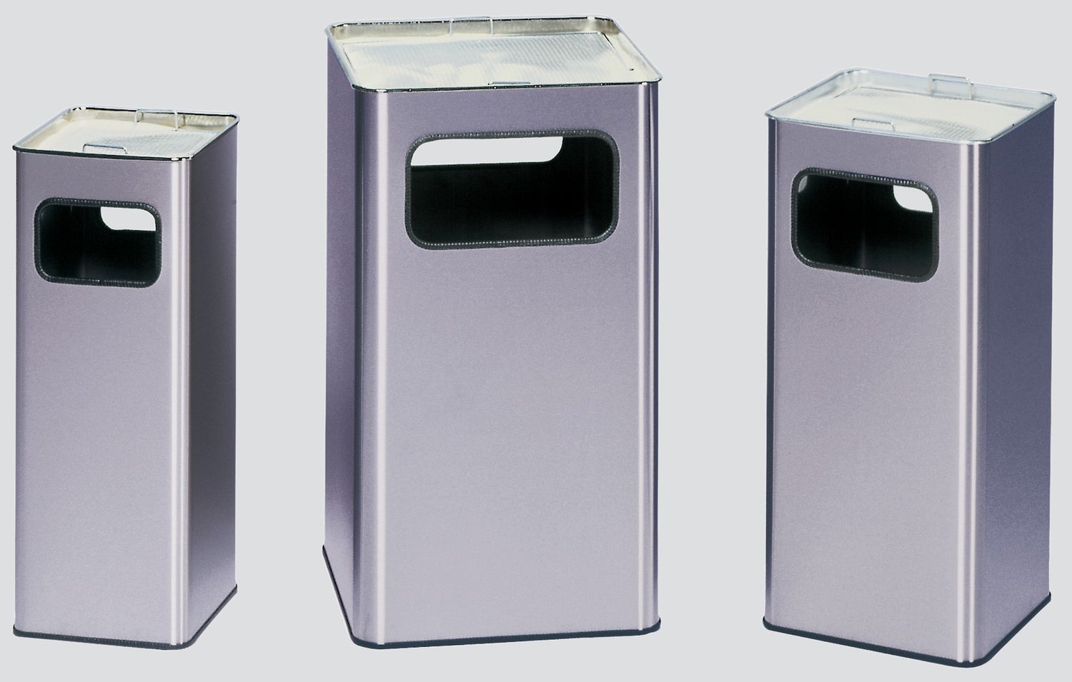 PROREGAL Combinatie-asbak met afgeronde hoeken, 2 compartimenten, 32 liter, HxBxD 66,5 x 26 x 26 cm, roestvrij staal