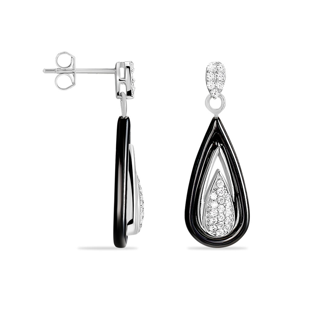 Boucles D'oreilles Pendantes Marina Cera Argent  Céramique Et Oxyde