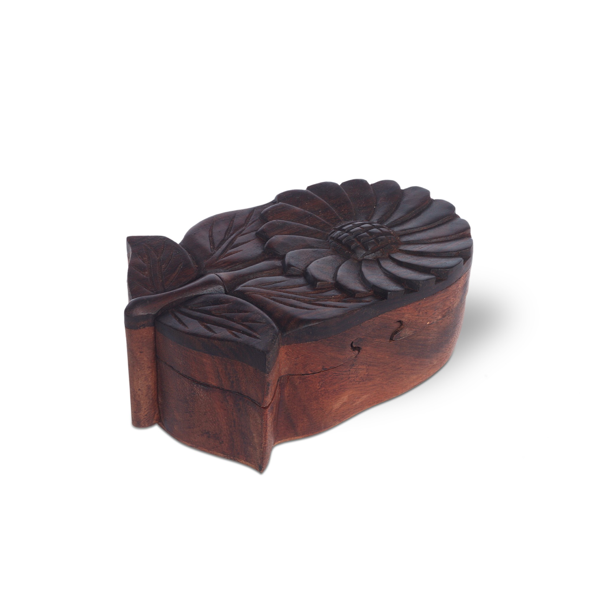 Secret Box 'Sun Flower', Suarholz, T 14 cm, B 8 cm, H 6,5 cm von fischer's lagerhaus