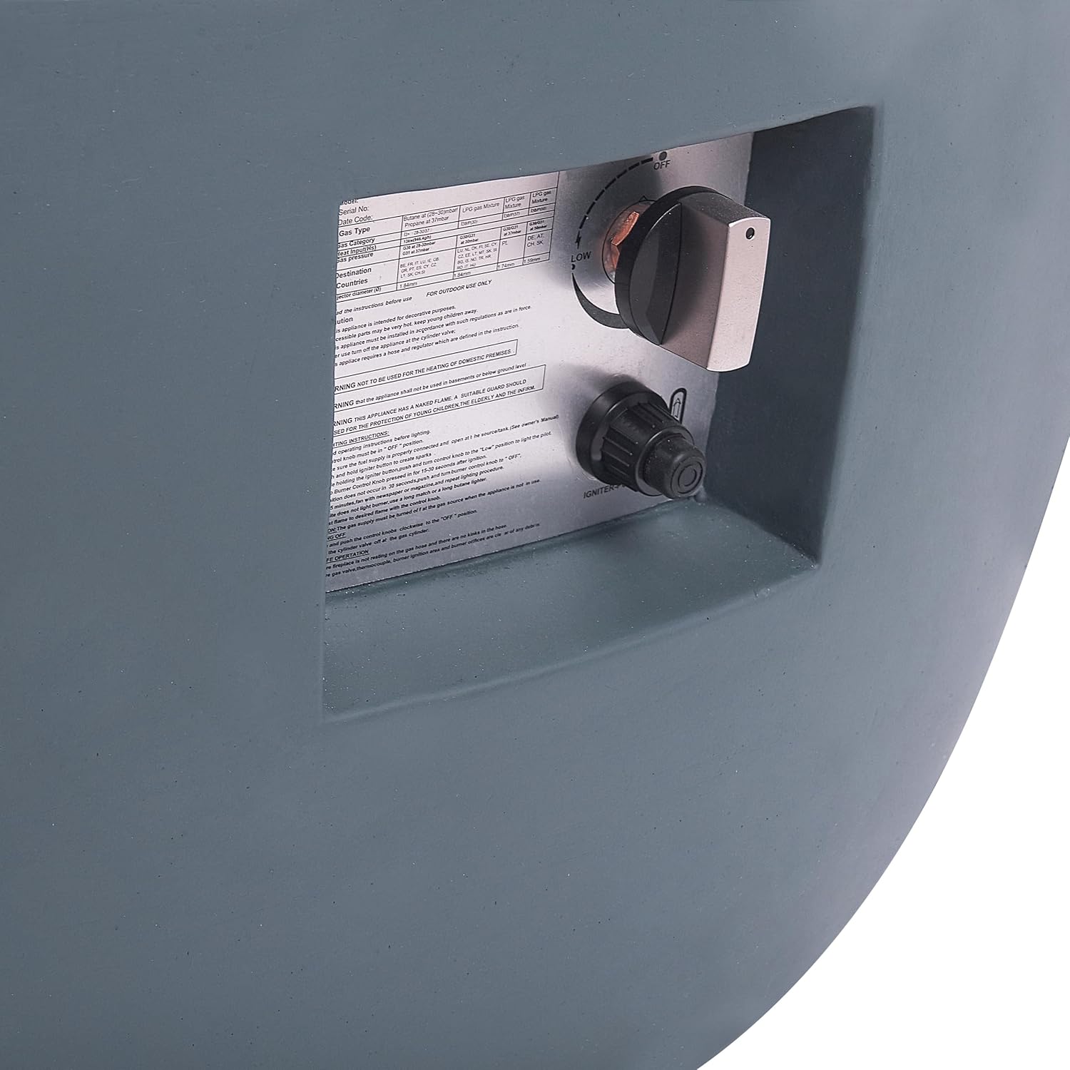 Stilvolle Feuerstelle Leichtbeton/Edelstahl dunkelgrau rund Modern Indus