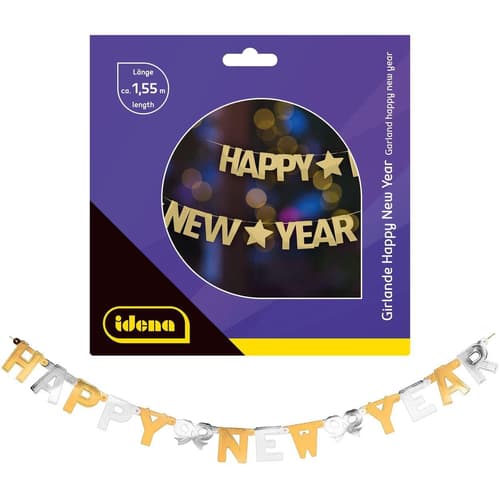 Idena Girlande Happy New Year gold /silber 160cm