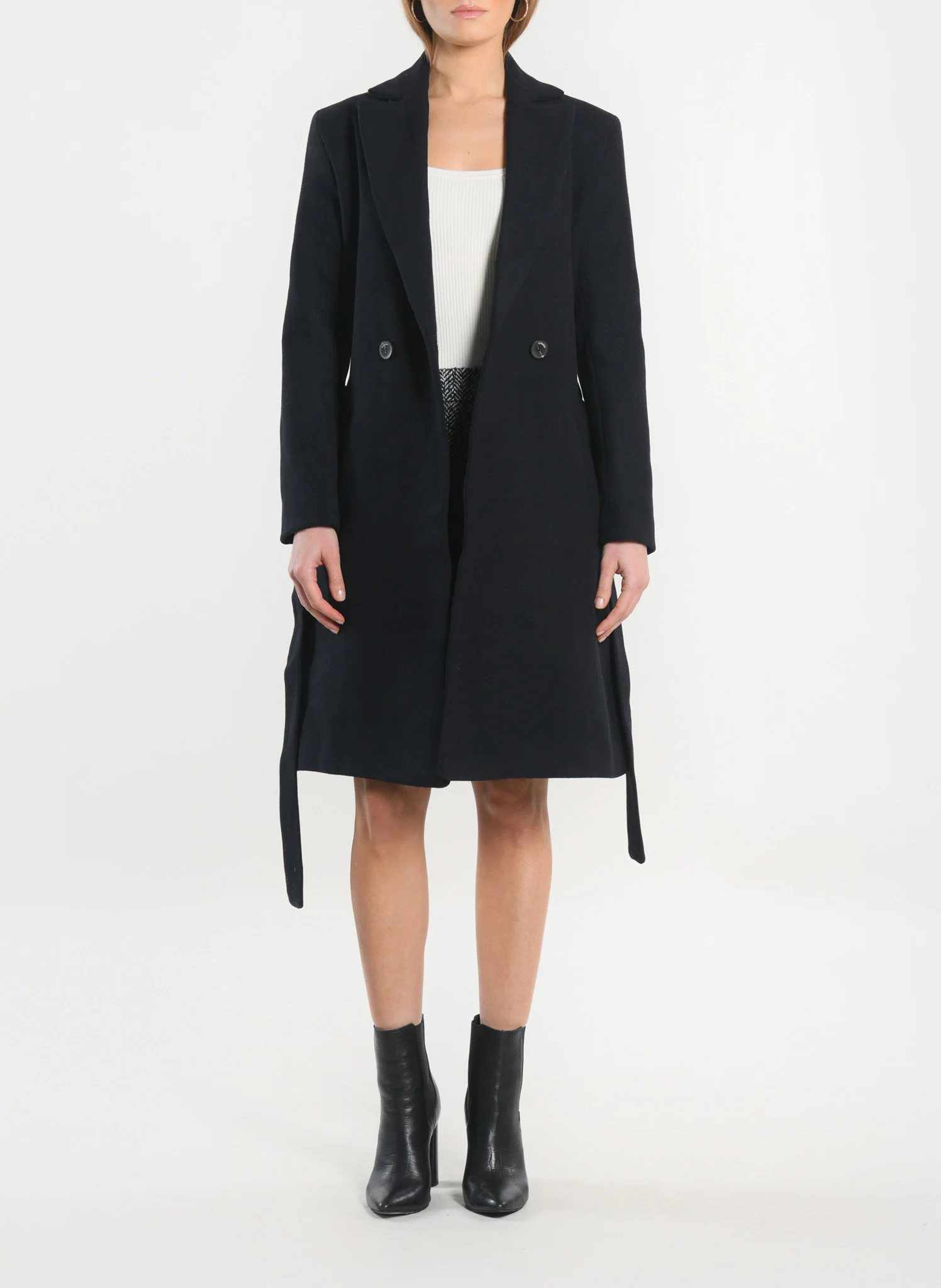 CATHY - Manteau droit en laine mélangée | Bleu