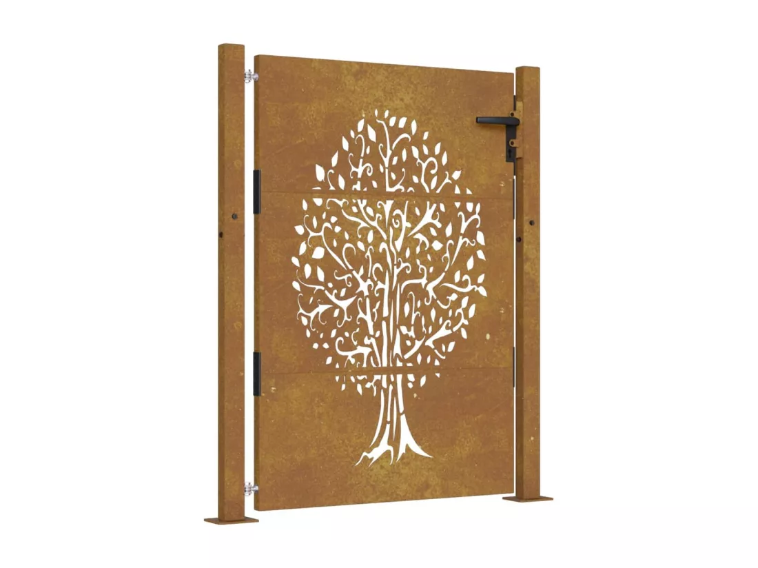 Portail de jardin 105x155 cm acier corten conception de l'arbre
