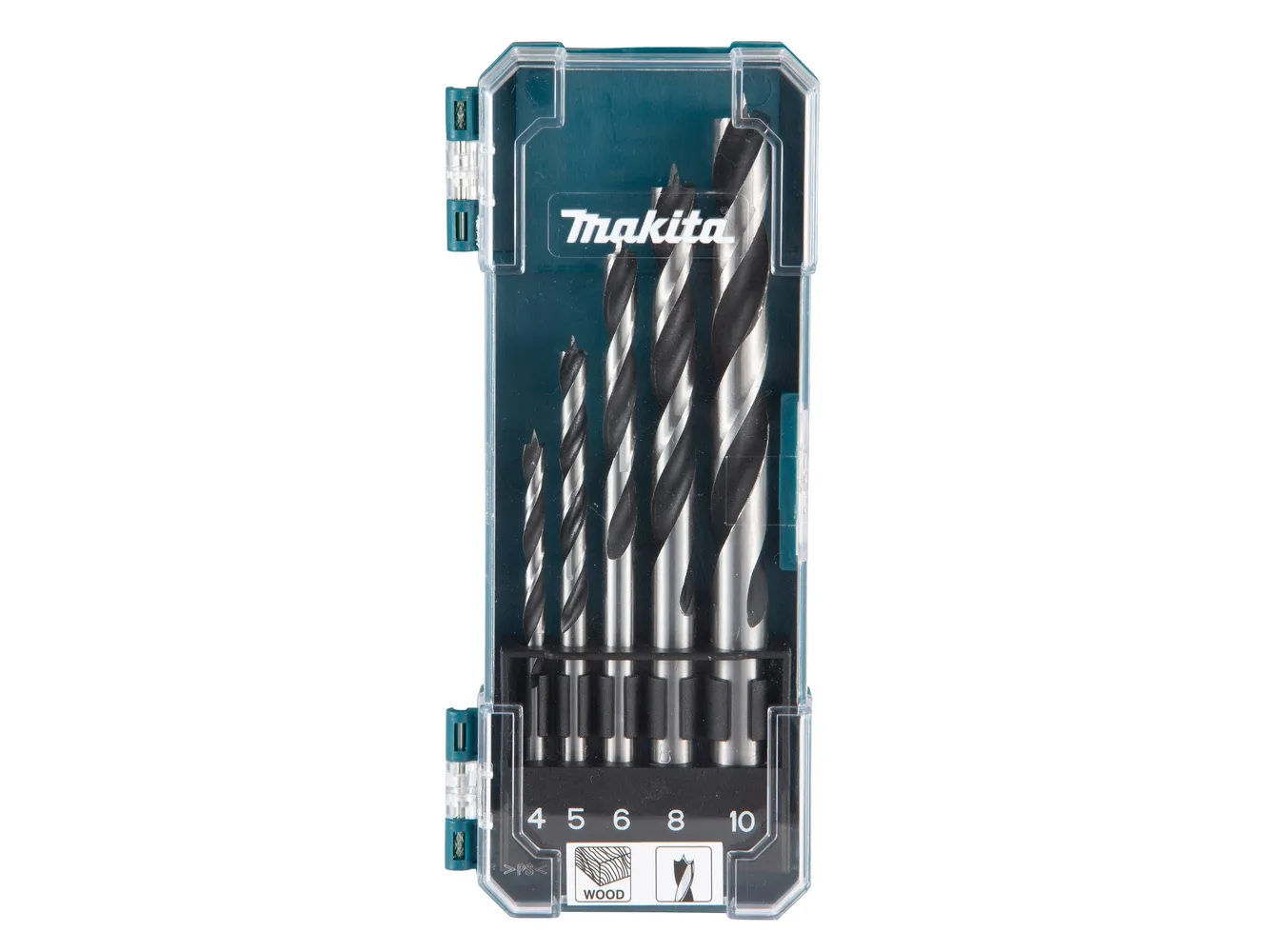 Makita - Borebitsæt - for spånplade, krydsfiner, blødtræ, hardwood, fineret træ - spadebit - 5 stykker - 5 mm, 6 mm, 8 mm, 10 mm, 4 mm - for Makita DDF487, DDF487RAJ, DDF487RFE3, DDF487Z, DHP487RAJ; LXT DDF487RTJ